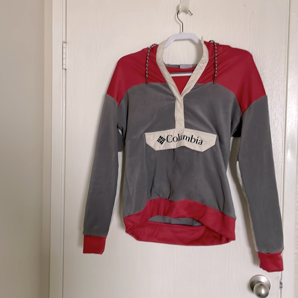 Columbia off-white, grey and red sweatshirt with hood